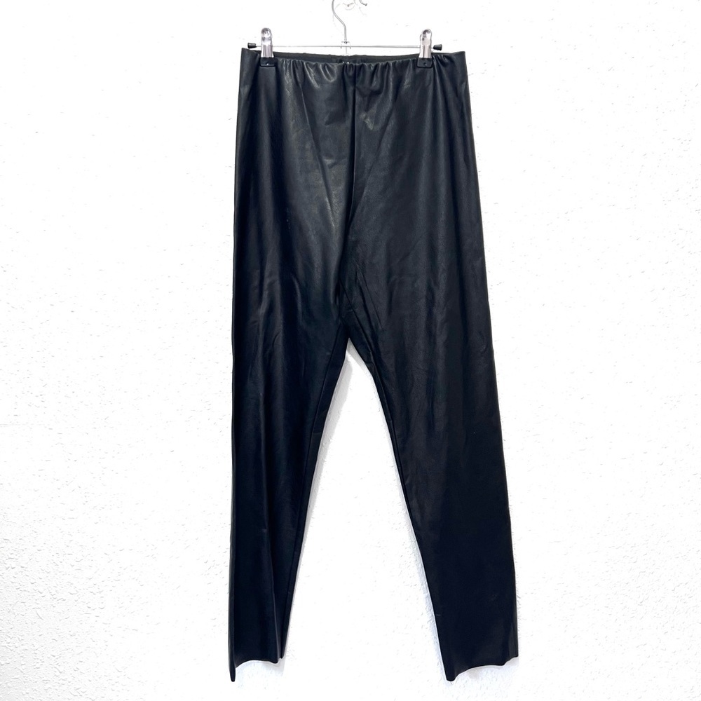 Lulu's high waisted Black Faux Leather Leggings Medium‎